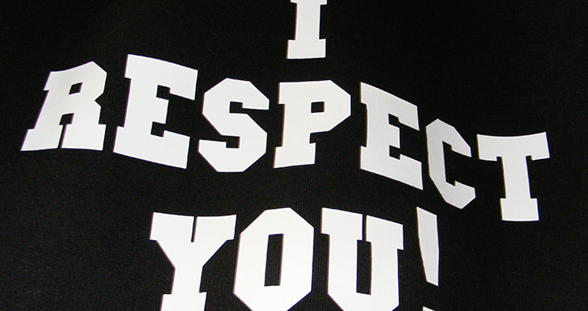 Tshirt mit der Aufschrift I RESPECT YOU